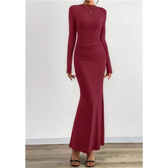 Women Bodycon Maxi Dress Formal Red - Picture 2 of 6